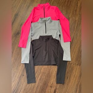 Set of 3 crop top long sleeve workout tops